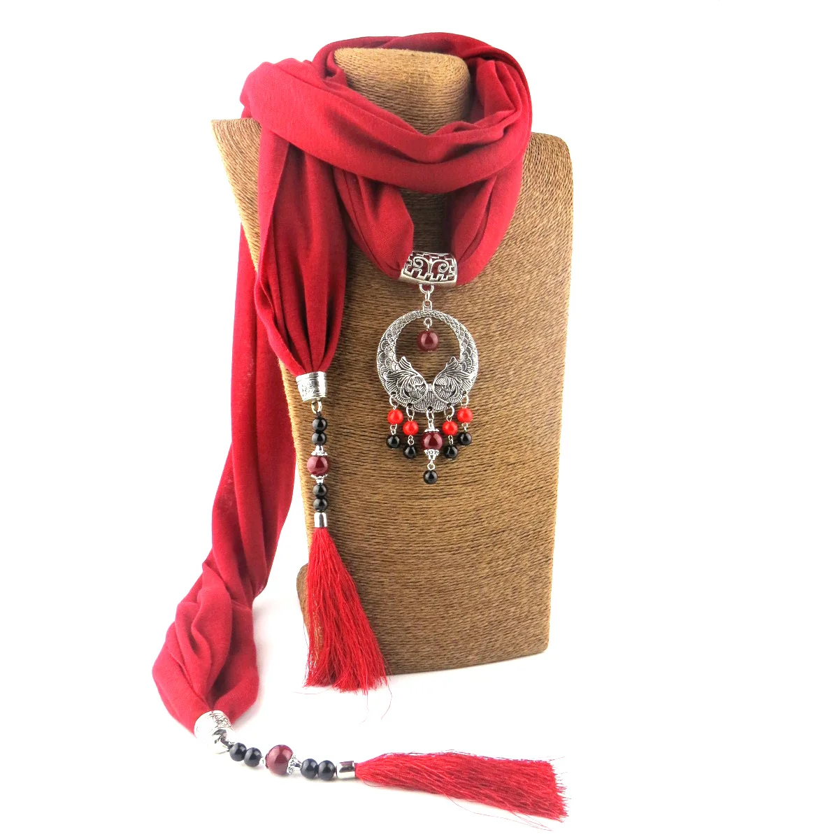 Мода Чистый Цвет Мода кисточкой дизайн шарф-ожерелье, ювелирные изделия кулон
