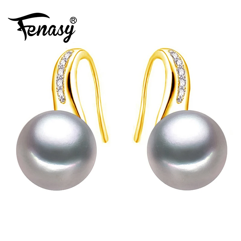 

FENASY stud earrings natural pearl earrings for women 925 sterling silver earrings party cute gold color female jewelry with box