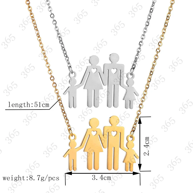 Горячая новинка стальной цвет папа мама Мальчик подвеска для девочки ожерелье из нержавеющей стали семья мода Макси ожерелье Прямая