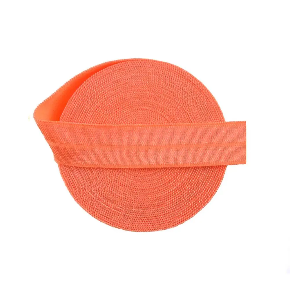 Расческа 5 ярдов 5/8 дюйма 1,5 см, однотонная блестящая эластичная лента из спандекса и сатина для детей, повязка на голову, кружевная отделка, сделай сам, шитье - Цвет: Neon Tanger