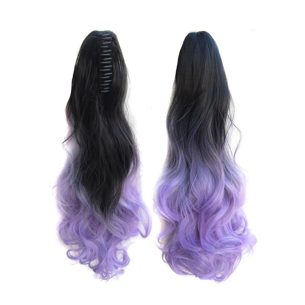 

TOPREETY Heat Resistant Synthetic Hair 160gr 22" 55cm Wavy Claw Clip in/on Ponytail Hair Extensions Ombre Colors CP-888