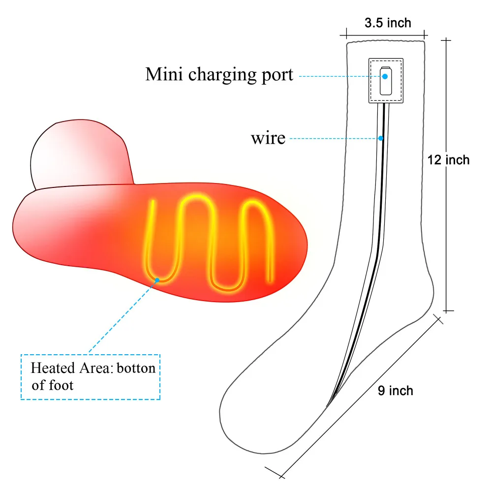 QILOVE 5V носки с подогревом для женщин и мужчин, носки из хлопка
