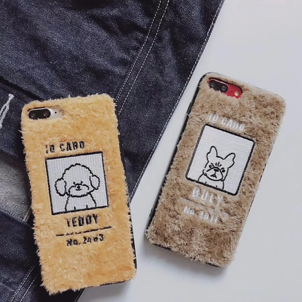 Luxury teddy bear warm winter Plush phone case for iphone7 plus 8 8plus
