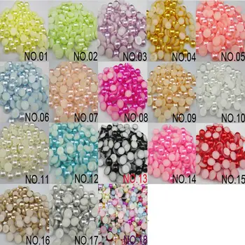 

Free Shipping 1000pcs/lot 3mm Mix Color Simulated Half Round Imitation Pearls Flat Back Beads DIY