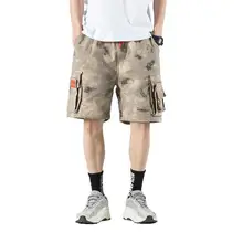 Мужские повседневные камуфляжные шорты-карго Idopy, длина до колен, прямой крой, пэчворк, карманы, летние шорты для мужчин, S-3XL