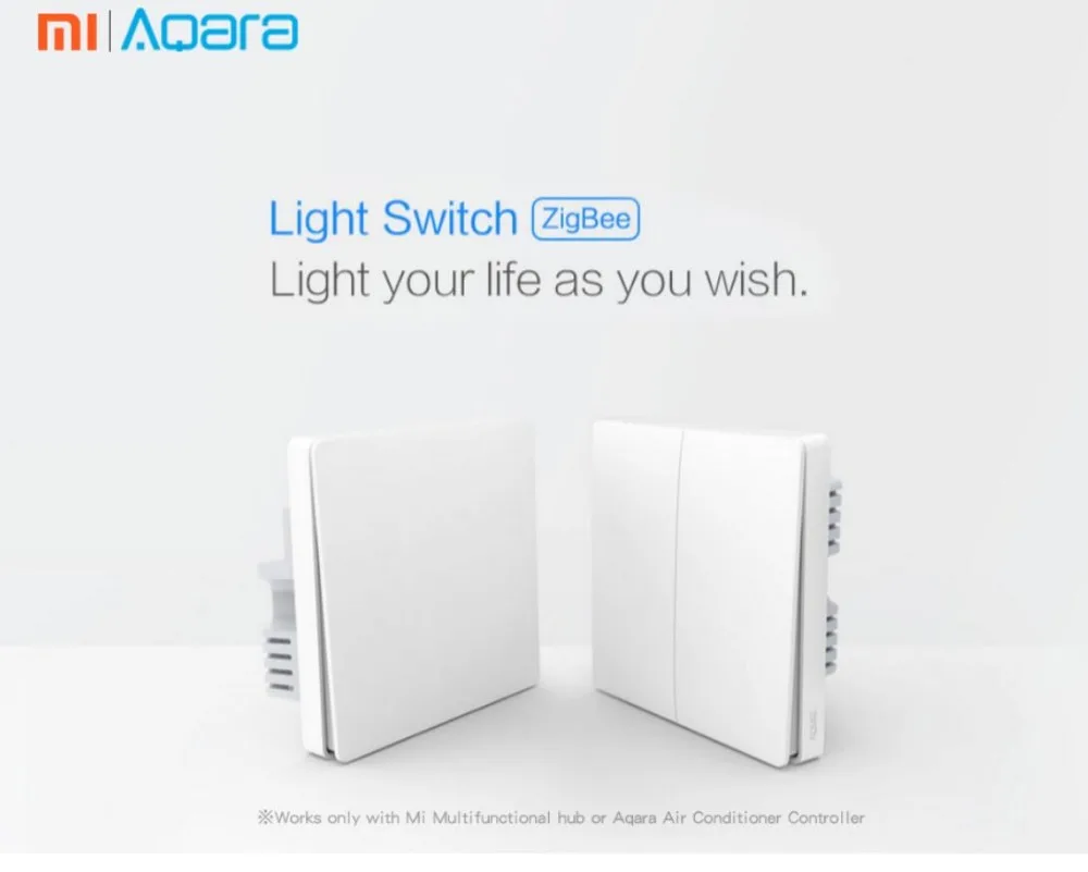  Xiaomi Aqara Smart Light Control Fire Wire Zero Line Double Key Single Key ZiGBee Gateway Wall Swit - 32877250643