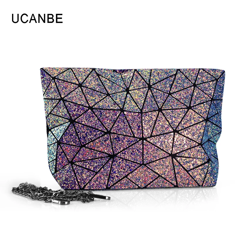 

UCANBE Brand Sky Diamond Makeup Bag Handbag Galaxy Shiny Organizer Fashion Cosmetic Tool Multi-function Crossbody Bag with Chain