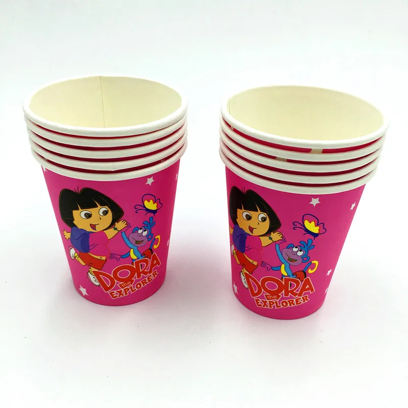 

10PCS/LOT DORA THE EXPLORER THEME PAPER CUPS KIDS GIRL FAVOR PAPER GLASSES DORA THEME DRINKING CUP GLASSES