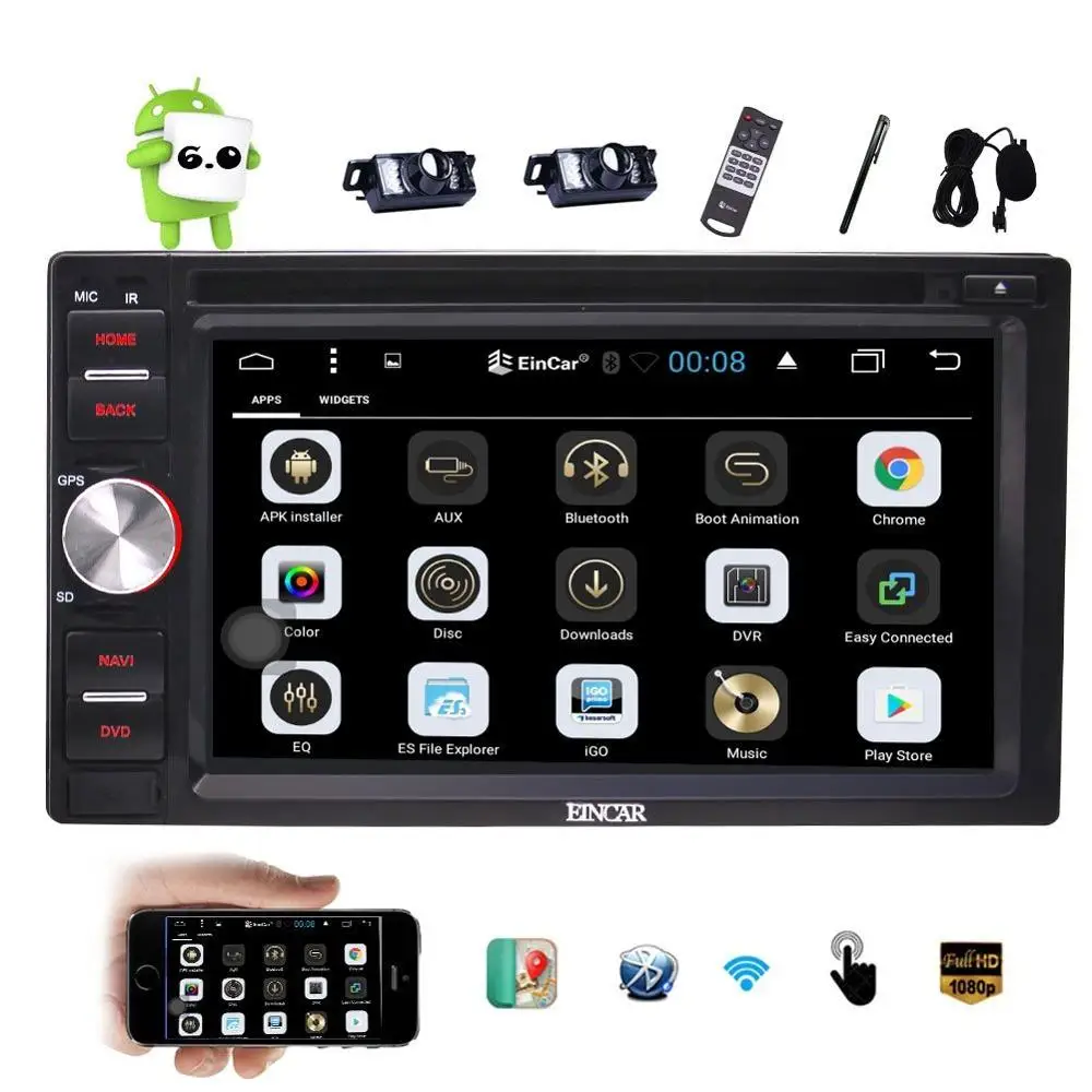Камеры + Автомобильный dvd плеер Android 6 0 2Din автомобильный стерео емкостный экран GPS
