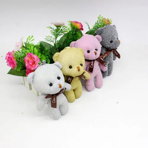 Bright silk bow tie, teddy bear doll, big head bear bag pendant, DIY creative mobile phone shell accessories, baby clothes, hats, shoes accessories, wedding promotion gifts 7