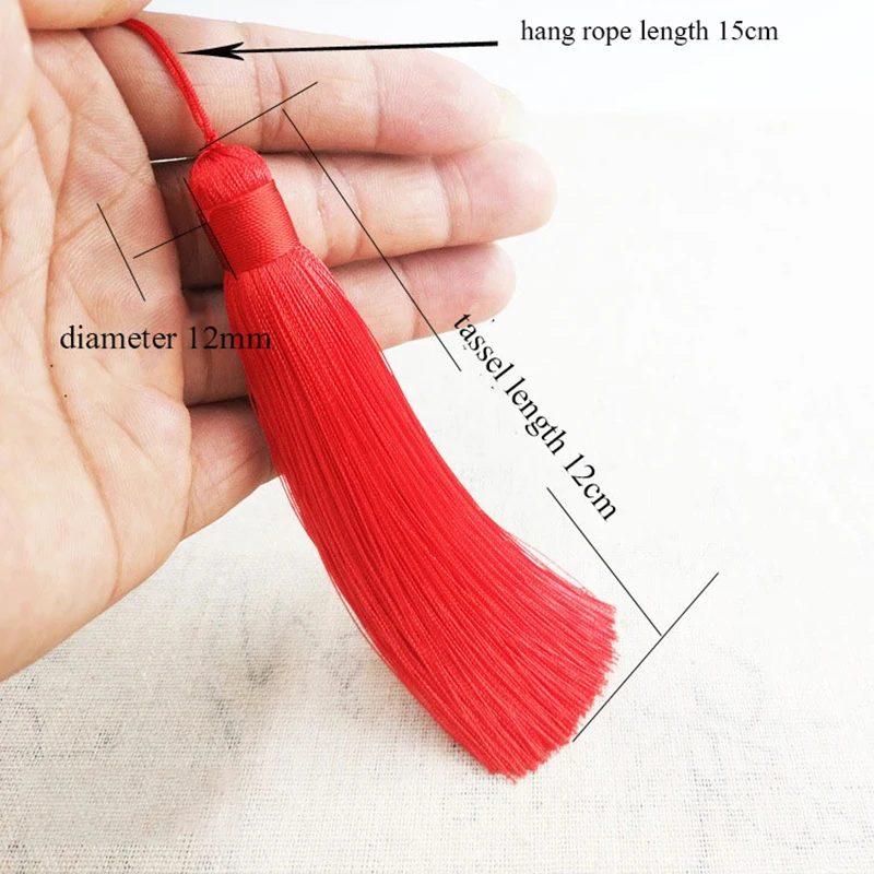 Customizable 12cm Polyester tassels with Hanging ring silk sewing bang tassel trim decorative key tassels for Pendant home Decor