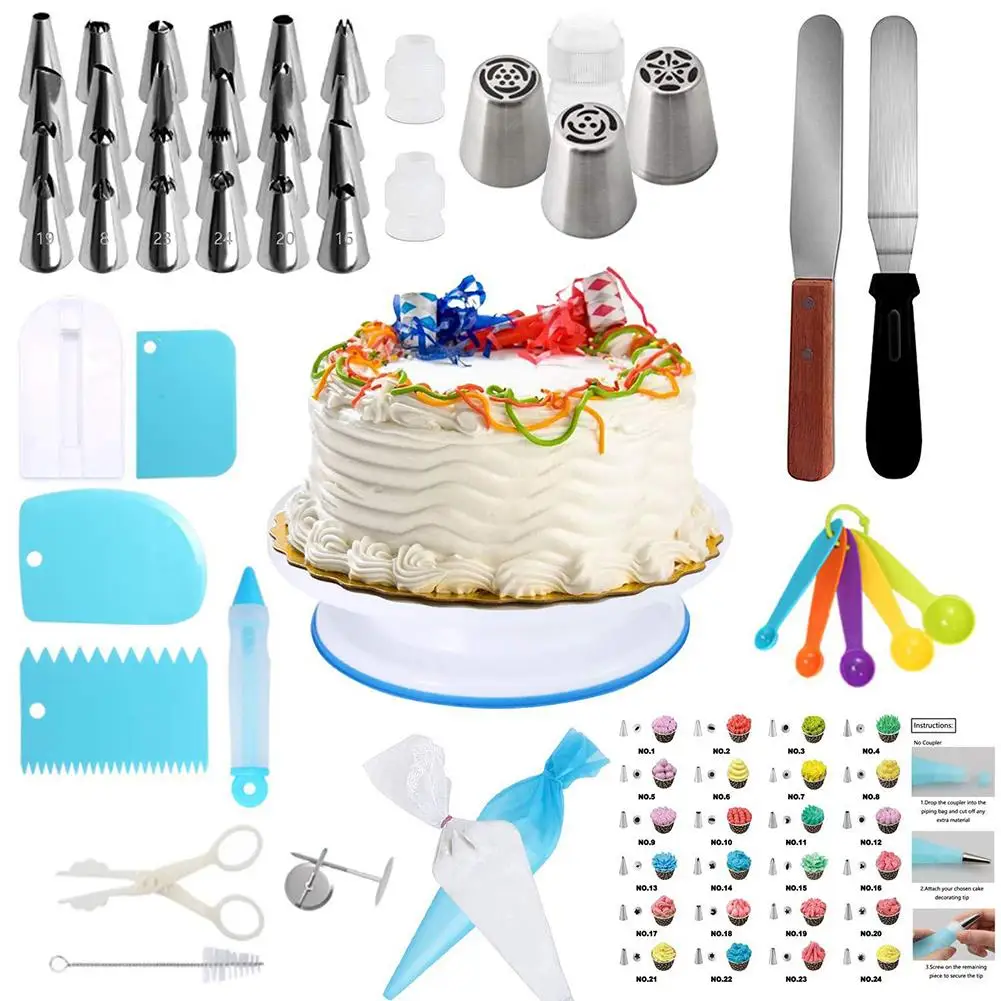 

75 Pcs Cake Tool Set Turntable Pastry Tube Mounting Patterns Nozzles Cream Decorating Mouth All Kinds Of Baking Cake Supplies