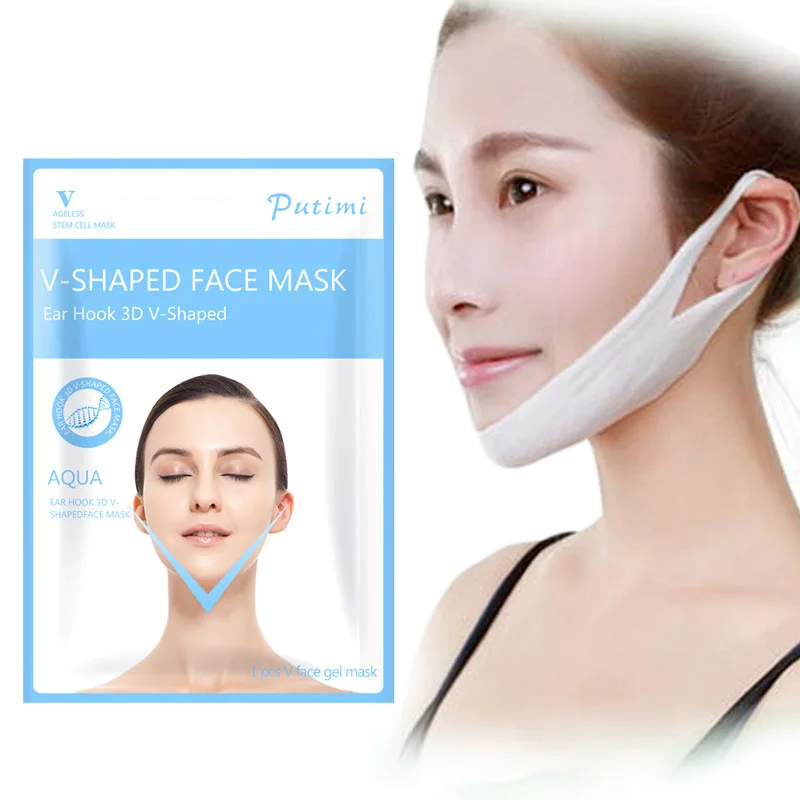 

4D V Face Hanging Ear Face Paste Hydrogel Mask Lifting Firming Thin Masseter Double Chin Mask Face Facial Slimming Bandage Mask