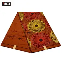 ACI оранжевый настоящий воск африканская ткань Анкара 6 ярдов/шт модный Африканский воск настоящий воск африканская ткань, батик для женщин