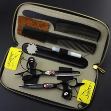 358# парикмахерских ножниц 4 шт. костюм+ Расчёски и гребни для волос+ сумка 5.5 ''совершенно Джейсон Высший сорт JP 440C Резка ножницы филировочные ножницы Ножницы для волос