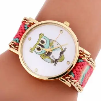 

YCYS-Women Owl Pattern Knitting Dial Quartz Bracelet Watch Pink