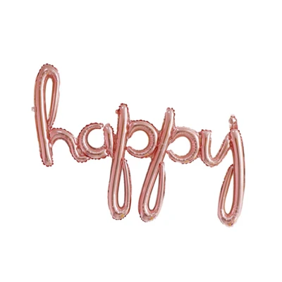 Letter Balloon 2pcs Rose Gold Foil Balloon Gold Happy Engagement 120*54cm Birthday Mylar Balloon Silver Happy Cursive Balloons