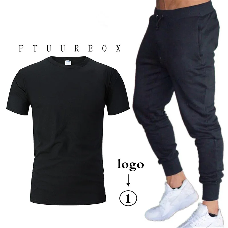 

Harajuku Men's Sets T Shirts+pants men Brand clothing Two piece suit tracksuit Fashion Casual Tshirts Gyms Workout Fitness Set