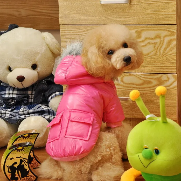 Куртка и пальто для северных собак, хлопковая зимняя толстовка с капюшоном для домашних животных, пальто/Одежда для домашних животных, одежда для собак - Цвет: Розовый