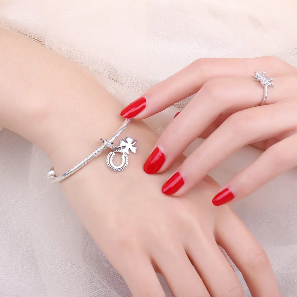 JewelryPalace Leaf Clover 925 Sterling Silver Beads Charms Silver 925 Original For Bracelet Silver 925 original Jewelry Making