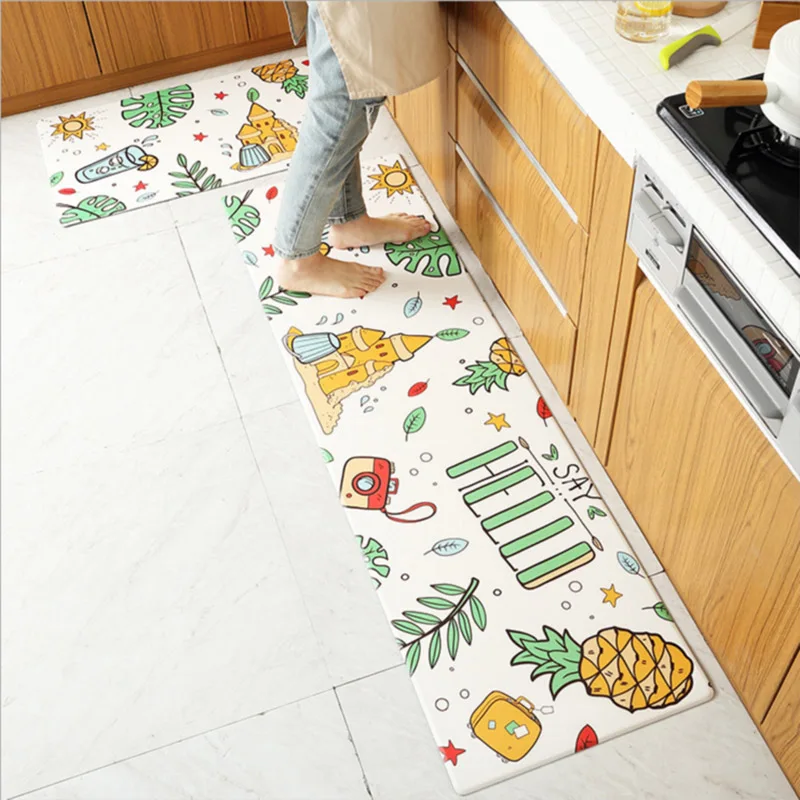 ПВХ кожа водонепроницаемый прочный коврик супер маслостойкий нескользящий моющийся кухонный коврик и ковер Удобная Форма резиновый коврик