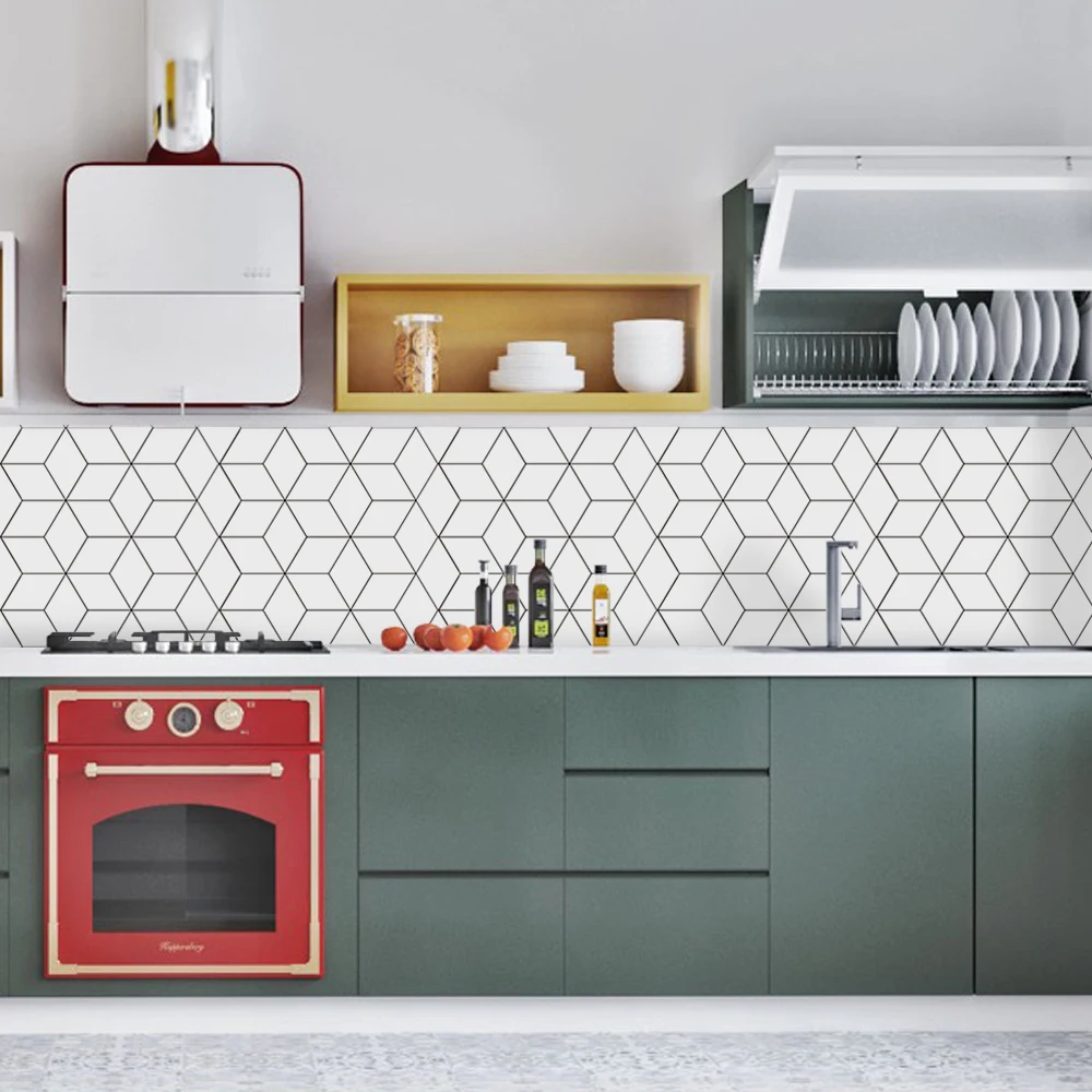 

Fun Vision Kitchen Bathroom White Mosaic Tile Sticker Waterproof Backspalsh,Modern DIY Nordic Home Decor Furniture Wall Sticker