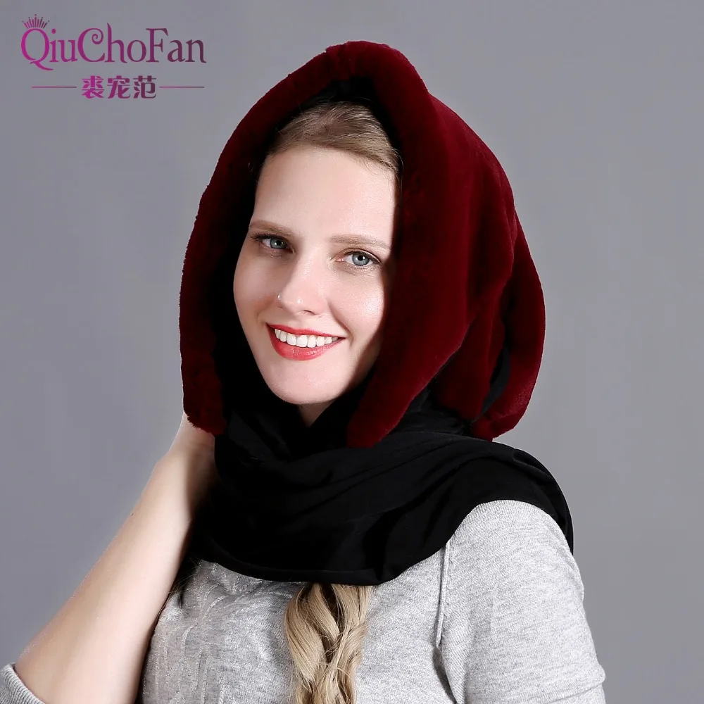 Sombrero de piel de conejo Natural bufanda elegante cálido invierno sombreros para mujeres estilo clásico ruso calidad mujer gorros - 2