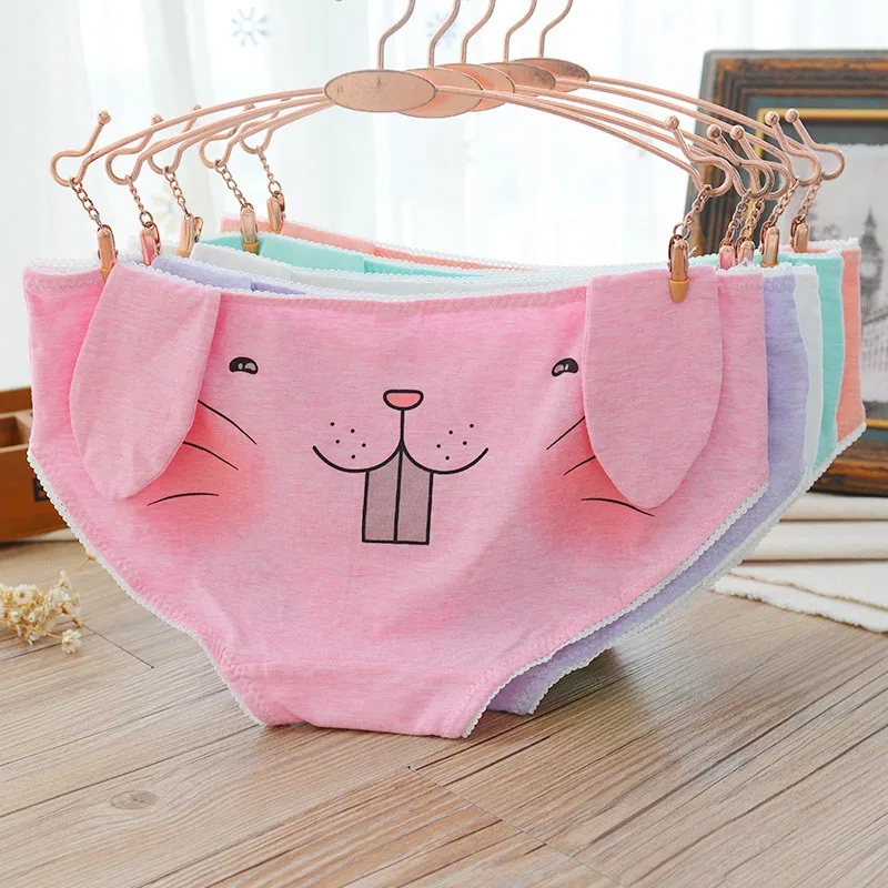 jamular Women Underwear Cute Cartoon Panties 3D Rabbit Ear Funny Briefs Girls Underpants Lingerie Culotte Female Cotton Panty
