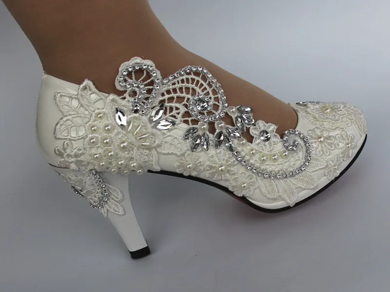 Кружевные балетки; свадебные туфли ручной работы на высоком каблуке; туфли с кристаллами и жемчугом; свадебные туфли