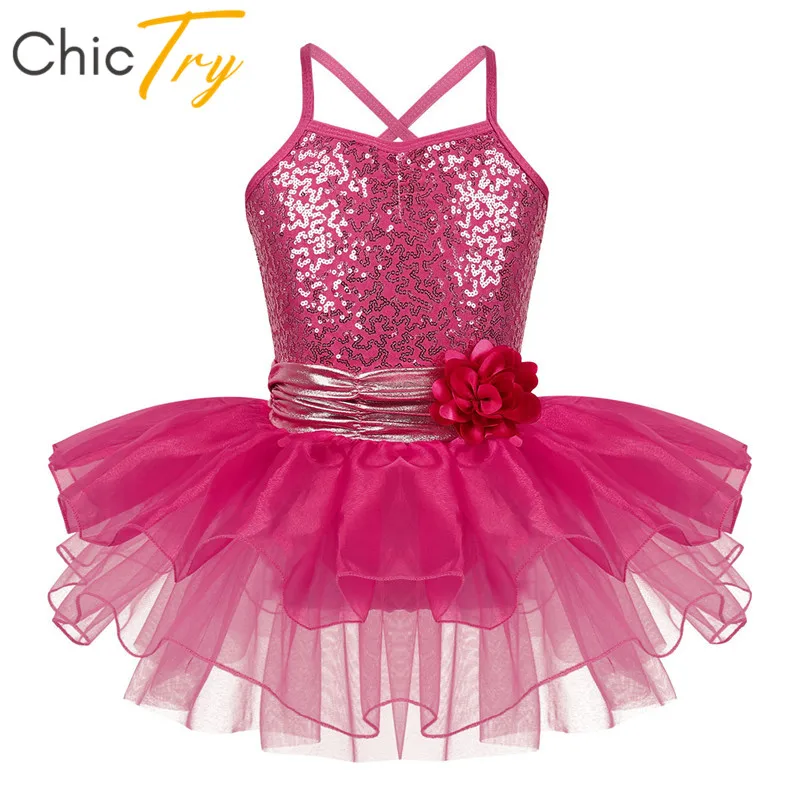 ChicTry/детское балетное трико на бретельках с блестками для девочек; профессиональное балетное платье-пачка; детский сценический костюм для танцев выступлений