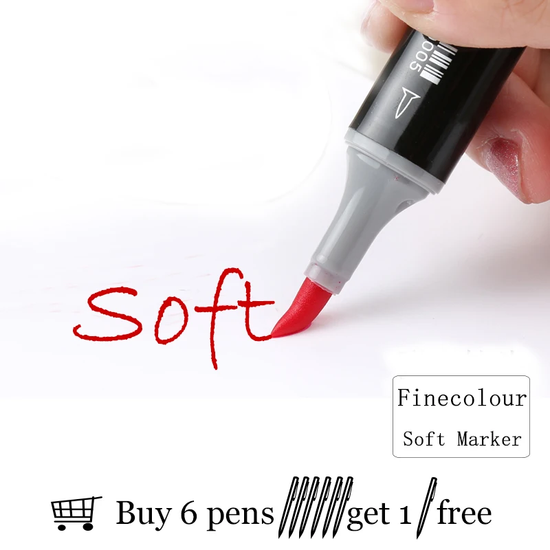 

Professional Brush FINECOLOUR Art Marker Twin Tip Soft Brush/Oblique Alcohol Ink Comic Design Art Supplies EF102
