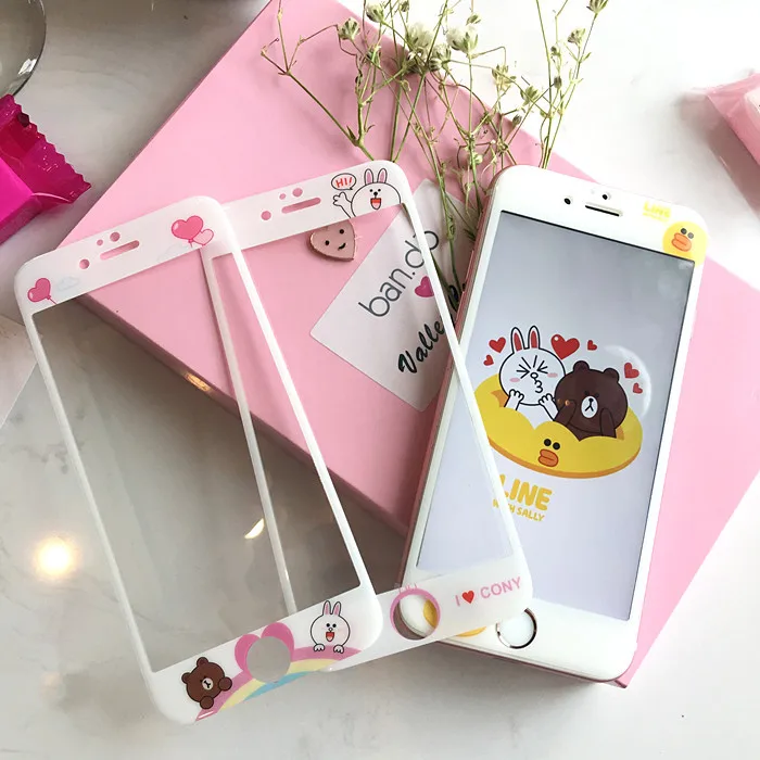 

Cute Cartoon Design Tempered Glass For iPhone6 6s 6Plus 6sP Screen Protector 3D Arc Edge Ultrathin Full Cover Mobile Phone Film