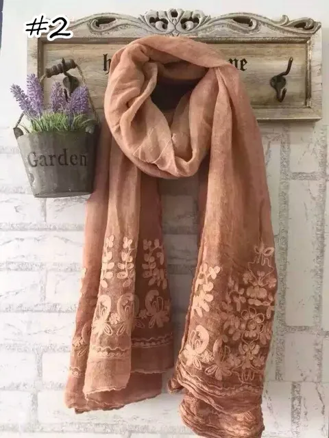 Hot sale luxury embroidery scarf plain embroider flower shawl fashion Hot sale luxury embroidery scarf plain embroider flower shawl fashion
