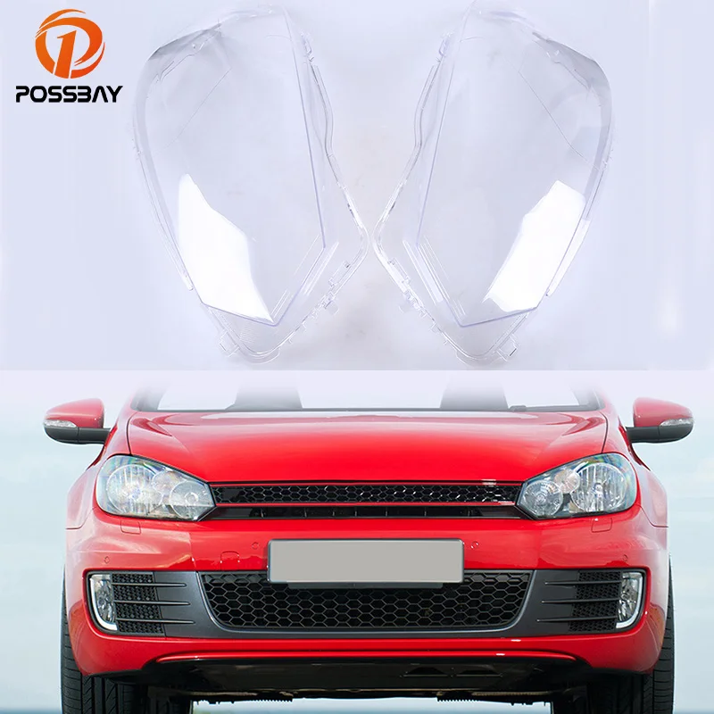 

POSSBAY Transparent Car Housing Headlight Lenses Clear Lens Shell Cover Lamp Assembly for Golf cabriolet(Typ 5K) 2011-present