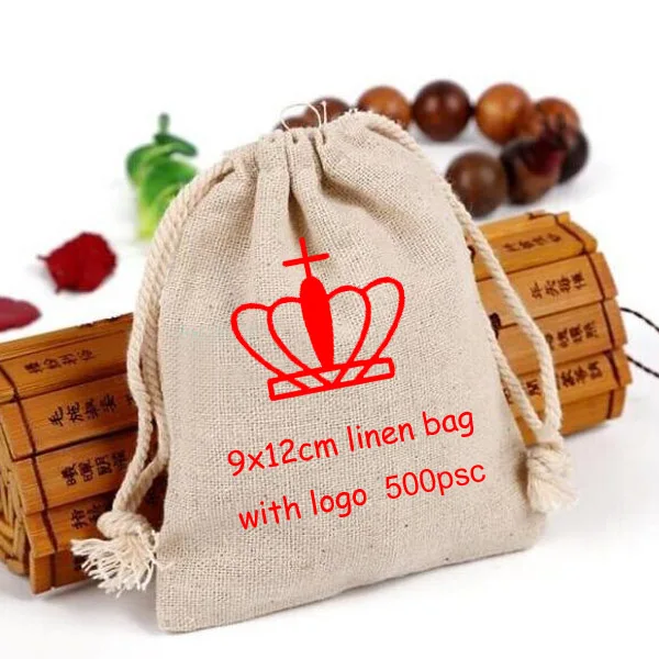 

Personalized Logo Linen Drawstring Bag 9x12cm (3 4/8" x 4 6/8") Buyer store name design Jewelry Pouch
