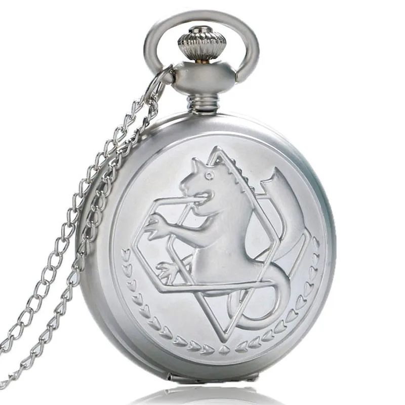 Несколько стилей Стальной алхимик скучный польский карманные часы серебряное ожерелье кулон мужские кварцевые часы Роскошные рождественские подарки