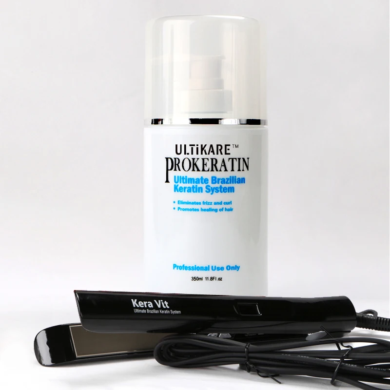 Hight Quality  350ML Brazilian keratin treatment straighten hair product+hair flat iron and smoothing hair