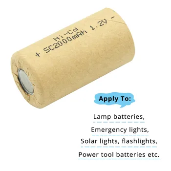 

Sub C SC 2000mAh Ni CD NI-CD 1.2V Rechargeable Battery high discharge rate 10C for Electric tools Power Tool batteries