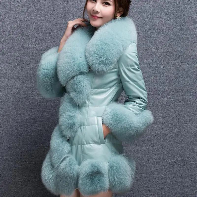 

2018 3XL Winter Women Jacket blusas Fur collars Imitation fur coats Korean style Medium Comfortable Female Outerwear Parkas