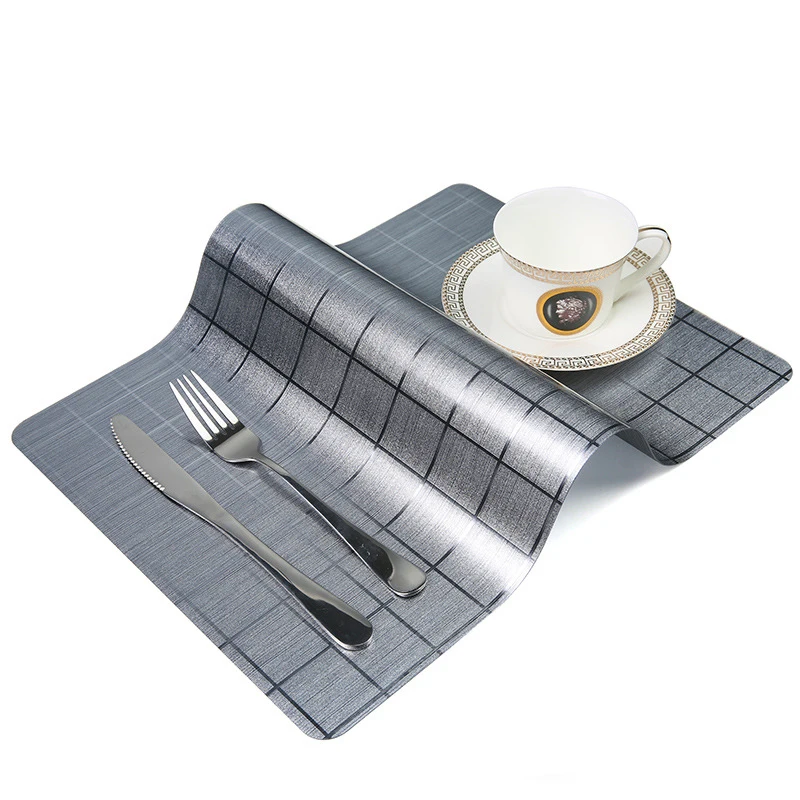 LIYIMENG 4Pcslot Dinner Placemat Lattice Satin Finish Pvc Table Mat Pads Coasters Waterproof Chicken Pad Slip-Resistant Pad4