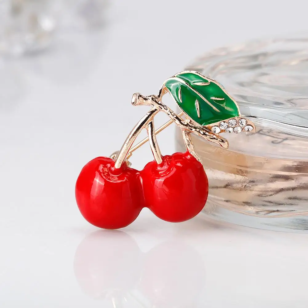 

Cute Enamel Cherry Style Rhinestone Women Brooch Pin Scarf Fashion Jewelry Gift