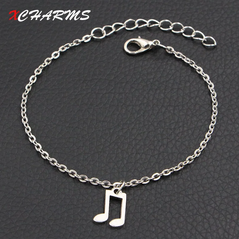 

New Fashion Jewelry Antique Silver Music Note Charms Bracelet DIY Handmade Link Chain Personalized Bracelets For Women