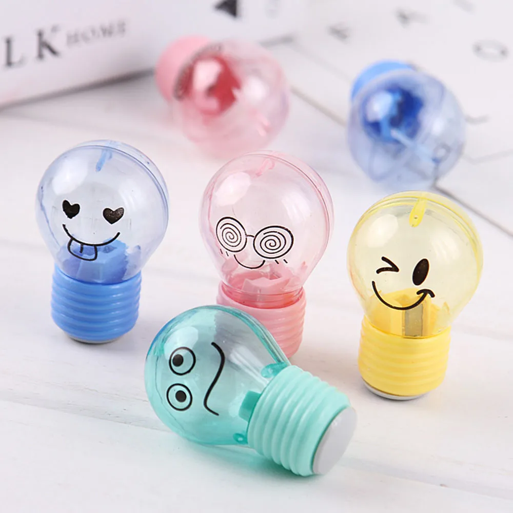 

Novelty Bulb Style Pencil Sharpener Creative Emotions Plastic Pencil Sharpener For Kids Gifts Kawaii Stationery School Supplies