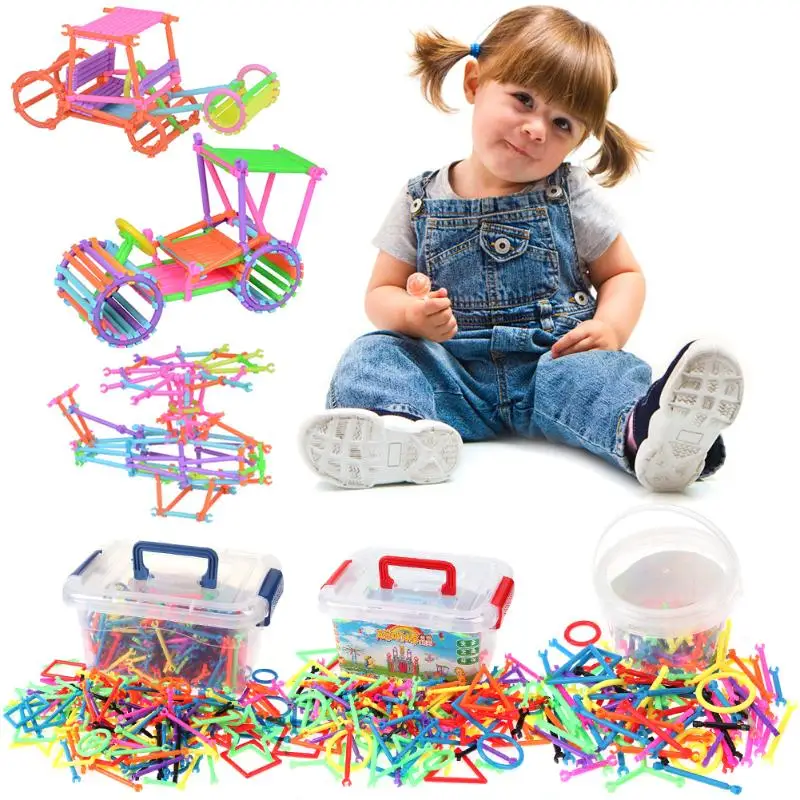 DIY Plastic Assembled Sticks Building Blocks Set Colorful Intelligence
