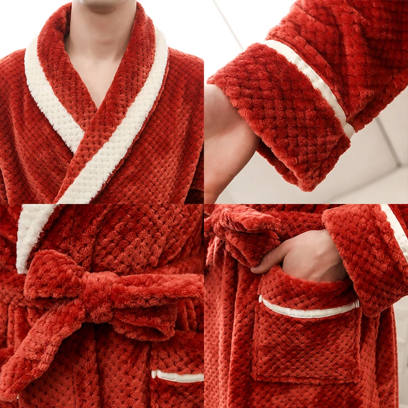 Мужской халат, длинный фланелевый теплый банный халат, зима, утолщенное кимоно, халаты для пар, мужской халат, сексуальная одежда для сна, одежда для сна