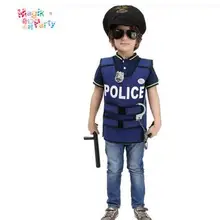 Вечерние шоу для игры на Хэллоуин, полицейский, для мальчиков, полицейский косплей, полицейский жилет, милая одежда для детей