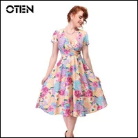 OTEN-Summer-Dress-2018-New-Arrival-Women-Short-sleeve-V-Neck-Vintage-50s-60s-Elegant-tea