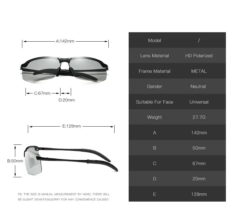 Фотохромические солнцезащитные очки Для мужчин поляризованные очки, подходят для вождения, очки-хамелеоны мужской изменения Цвет объектив день Ночное видение вождения очки M226