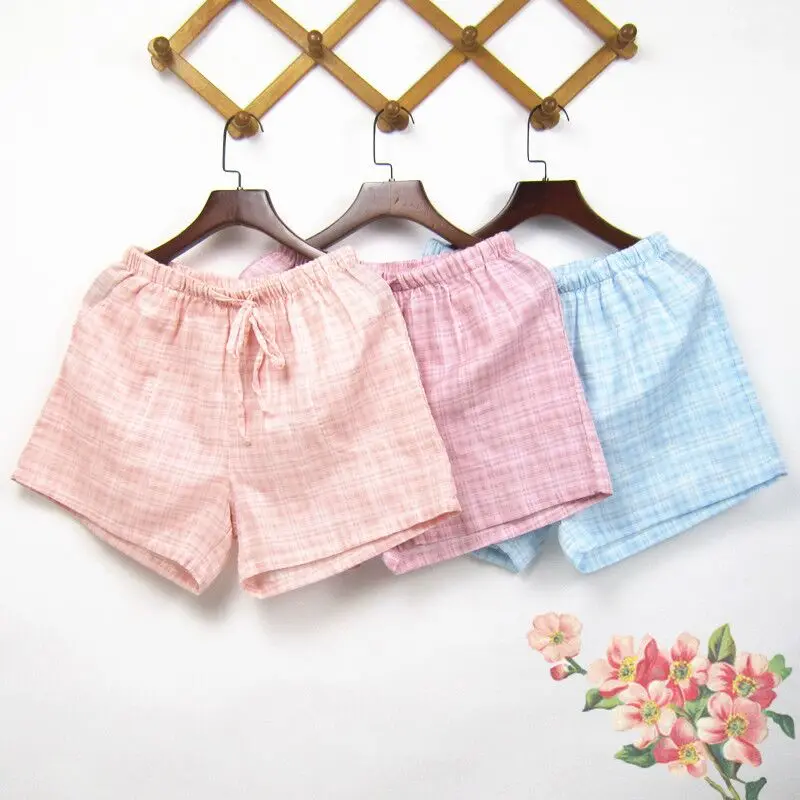 Various Summer Plaid Short Sleep Bottoms Women Men Sleepwear Pants Soft Home Shorts Couple Casual Pajamas Pants Beach Trousers