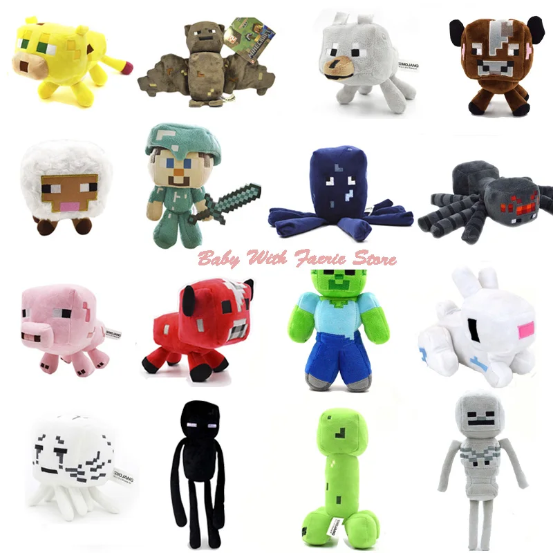 15 Styles Minecraft Stuffed Plush Toys 16-26cm Minecraft Creeper Enderman Wolf Steve Zombie Spider Sketelon Plush Toy for Kids 15 Styles Minecraft Stuffed Plush Toys 16-26cm Minecraft Creeper Enderman Wolf Steve Zombie Spider Sketelon Plush Toy for Kids
